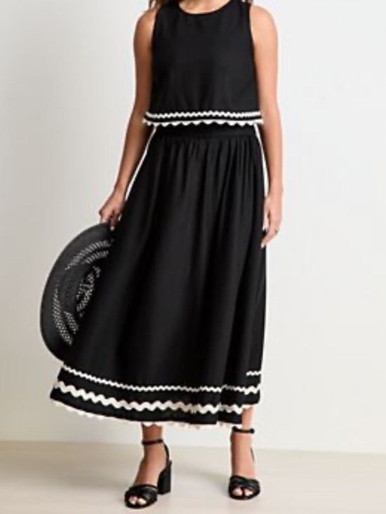 ON 34th Dresses & Skirts - Alix Friedberg Black/Cream Maxi Ric Rac Applique Skirt L